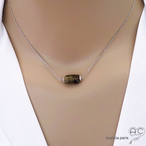 Collier avec grenat vert, argent massif, pierre semi-précieuse vert, fait main, création by Alicia