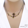 bijoux créateur collier ras du cou choker femme en pierre naturelle grena verte et argent