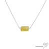 collier fin en citrine et argent massif, ras de cou, choker en pierre semi-précieuse jaune