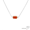 collier fin en cornaline et argent massif, ras de cou, choker en pierre semi-précieuse orange