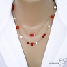 bijoux créateur collier ras du cou choker femme en pierre naturelle orange cornaline et argent fait main sur mesure