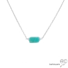 collier fin en amazonite et argent massif, ras de cou, choker en pierre semi-précieuse vert d'eau