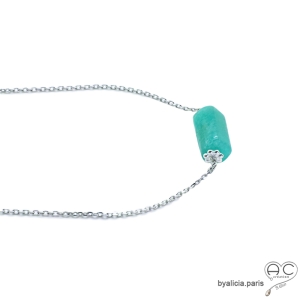 ras du cou en argent 925 et pierre naturelle amazonite réalisé à la main en France