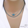 collier ras du cou bleu femme en pierre naturelle apatite et argent massif fabriqué à la main sur mesure en France