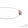 ras de cou rose en argent massif et pierre naturelle rhodochrosite réalisé à la main en France