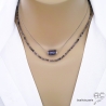 collier ras du cou choker créateur en pierres naturelles bleues et argent fabriqué à la main