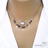 collier ras de cou choker créateur pour femme en pierres naturelles bleu et argent