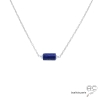 collier fin en lapis-lazuli bleue et argent massif, ras de cou, choker en pierre semi-précieuse bleue