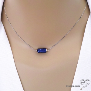 Collier avec lapis-lazuli, argent massif, pierre semi-précieuse bleu, fait main, création by Alicia