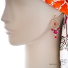 boucles d'oreilles grandes pendantes en pierres rubis et cornaline réalisées à la main