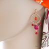 grandes boucles d'oreilles anneaux en plaqué or avec pampilles en pierres naturelles