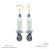 Boucles d'oreilles pendantes en perle baroque et iolite, orginales, fait main, création by Alicia