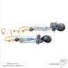 perle baroque et iolite boucles d'oreilles en plaqué or ou en argent avec pierres naturelles, pendantes, réalisées à la main