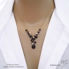 collier bleu foncé en pierre naturelle iolite saphir d'eau chaîne plaqué or ou argent réalisé à la main en France
