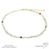 collier en perles de culture d'eau douce et pierres semi-précieuses multi-couleur, plaqué or ou argent massif, ras de cou femme