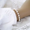 bracelet perles d'eau douce blanches et argent massif, bracelet femme en perles véritables sur un élastique, fati main