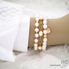bracelet femme en perles naturelles blanches et plaqué or réalisé à la main en France