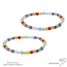 bracelet fin multicolore en pierres naturelles et plaqué or ou argent, bracelet pierres sur un élastique
