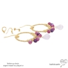 boucles d'oreilles femme en pierre quartz rose et argent ou plaqué or réalisées à la main sur mesure