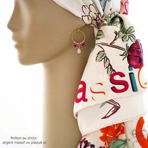bijoux boucles d'oreilles roses pendantes femme avec pierre naturelle quartz rose fait main sur mesure en France