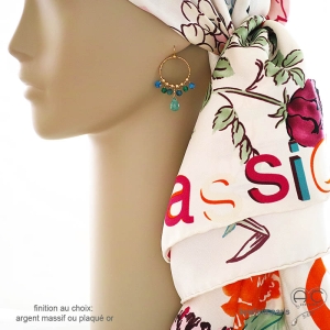 boucles d'oreilles créateur pendantes vertes femme en plaqué or ou argent fait main