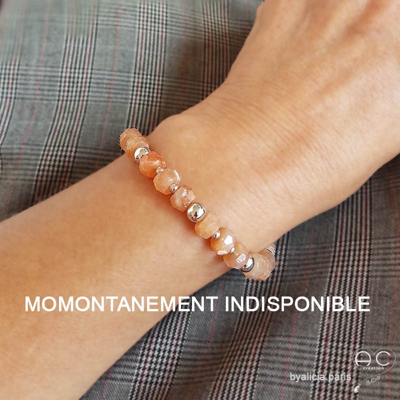 Bracelet pierre naturelle pierre de soleil, argent 925 rhodié, gipsy, bohème, création Bracelet pierre naturelle pierre de soleil, argent 925 rhodié, gipsy, bohème, création