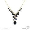 collier bleu marine femme pampilles en pierre naturelle saphir d'eau iolite sur une chaîne en argent ou plaqué or