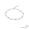 bracelet perles de culture d'eau douce blanches sur une chaîne maillon rond en argent massif 925 rhodié, fait main