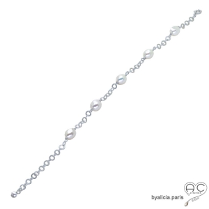bracelet en argent 925 et perles d'eau douce blanches