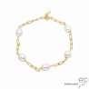 bracelet femme en plaqué or et perles blanches de culture d'eau douce fait sur mesure à la main