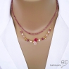 ras de cou rose femme en pierre quartz rose et plaqué or réalisé à la main en France