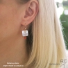 boucles d'oreilles nacre blanche et médaille en plaqué or ou en argent, pampille en racine de corail, boucles pendantes femme
