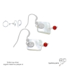 boucles d'oreilles pendantes en argent, nacre blanc et corail, réalisées à la main en France