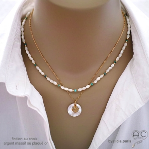 bijoux colliers nacre blanche ras de cou blanc femme créateur artisanaux fait main
