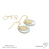 boucles d'oreilles en nacre blanche ronde et médaille en plaqué or ou en argent,boucles pendantes femme fait main