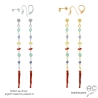 Boucles d'oreilles corail véritable et pierres semi-précieuses multicolores, plaqué or ou argent, fait main, création by Alicia