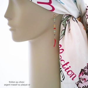 boucles d'oreilles femme longues pendantes multicolore réalisées à la main en France