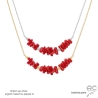collier corail rouge véritable bâtonnets chaîne plaqué or ou argent massif ras de cou tendance femme  fait main