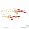 boucles d'oreilles rouges femme longues en corail véritable et plaqué or ou argent fait main
