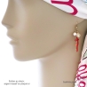 boucles d'oreilles pampilles en corail rouge véritable, perle d'eau douce et médaille en plaqué or ou argent, boucles longues