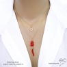 bijou pendentif rouge femme en plaqué or ou argent et corail véritable créateur femme délicat