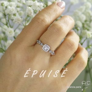 Bague solitaire en zirconium brillant blanc et argent 925 rhodié, femme