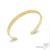 Bracelet jonc femme en plaqué or, ouvert, double rang, martelé,