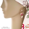 boucles d'oreilles roses femme, anneau avec pampilles en quartz rose et pierres naturelles fait sur mesure