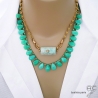 pendentif  JILL amazonite pierre fine etoile brillante plaqué or pour chaînes gros maillons ras du cou fait sur mesure