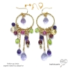 grandes boucles d'oreilles femme multicolore en pierres naturelles