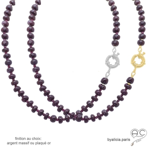 collier en rubis naturelle fermoir bouée plaqué or ou argent réalisée à la main en France