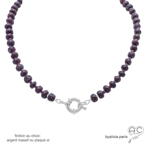 collier en rubis véritable avec fermoir bouée en argent massif fait sur mesure à la main