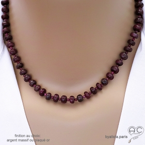 ras de cou femme en pierre rubis naturelle avec grand fermoir en argent ou plaqué or fait main sur mesure