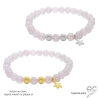 bracelet quartz rose femme ou homme pierre naturelle sur un élastique fait main sur mesure